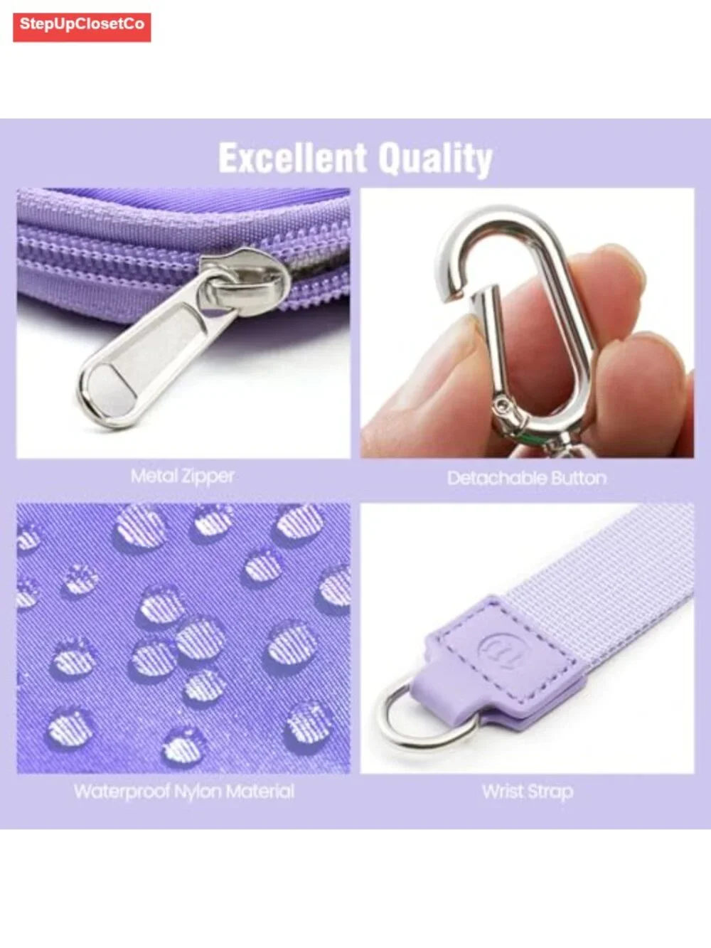 Dual Pouch Wristlet Wallet with 2 Straps, Zip Closure, Silk Blend, for Women &